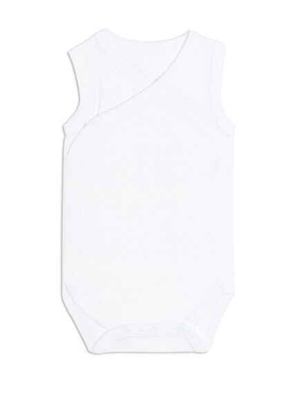 Body bébé croisé sans manches blanc uni