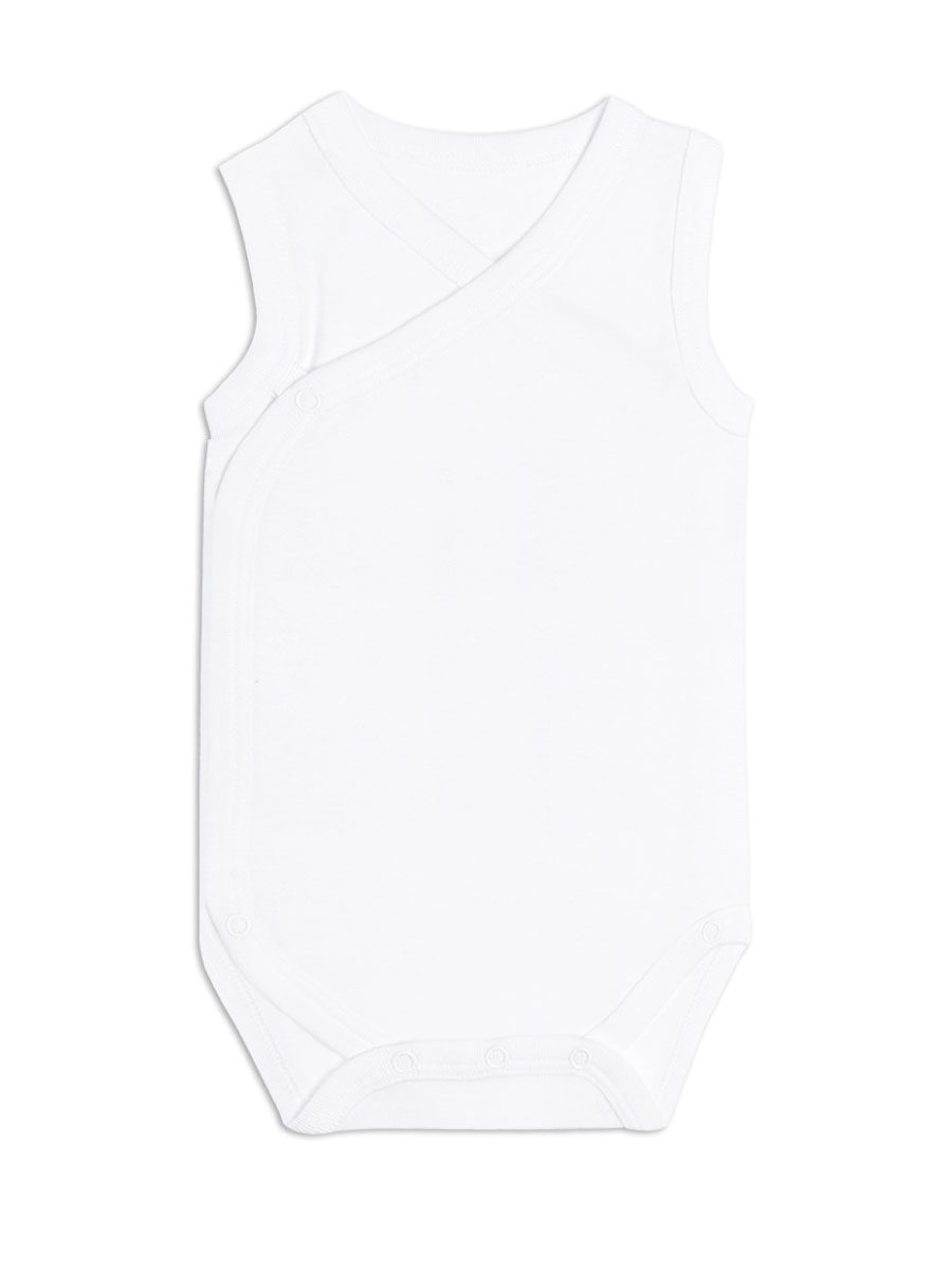 1-1-1.jpg Body bébé croisé sans manches blanc uni – Image 1
