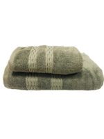ENSEMBLE EPONGE BOUCLE DRAP 100X160+SERV 50X90 ALIX VERT MILITAIRE