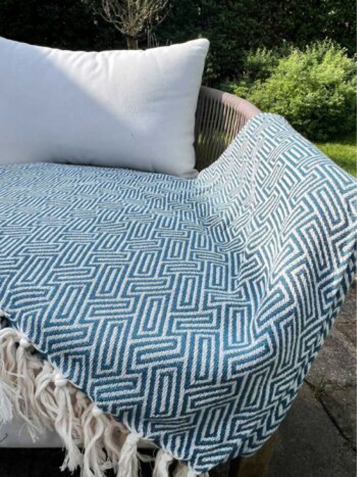 JETE COTON ATHENES  VERT EMERAUDE 160X250CM – Image 2