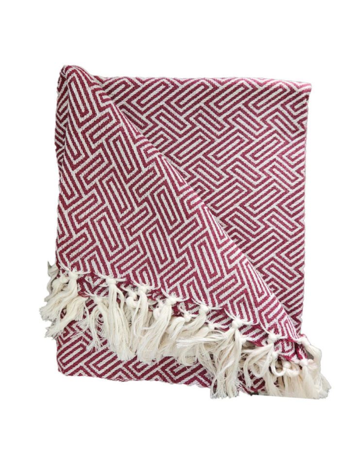 JETE COTON ATHENES BORDEAUX 160X250CM – Image 2