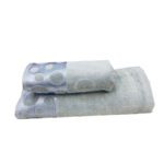 ENSEMBLE  EPONGE VELOUR CERCLE 100*160+SERV 50*90 GRIS