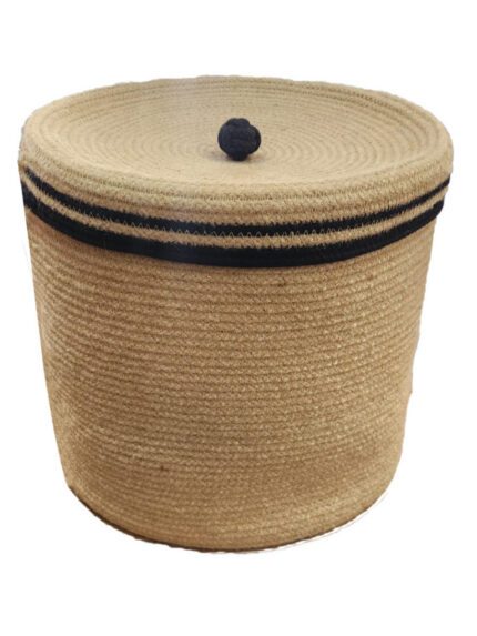 PANIER AVEC COUVERCLE 30/H30 CM EN JUTE