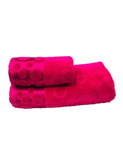 ENSEMBLE  EPONGE VELOUR CERCLE 100*160+SERV 50*90 ROSE FUSHIA