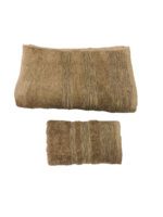 ENSEMBLE EPONGE BOUCLE DRAP 100X160+SERV 50X90 SILENE CARAMEL – Image 2