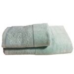 ENS EPONGE VELOUR JULYA DIAG 100*160+SERV 50*90 VERT D EDAU