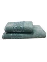 ENSEMBLE EPONGE VELOUR DRAP 100X160+SERV 50X90 FOREVER VERT D EAU… – Image 2