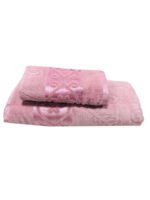 ENSEMBLE EPONGE VELOUR DRAP 100X160+SERV 50X90 FOREVER ROSE MAUVE – Image 2