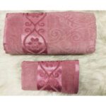 ENSEMBLE EPONGE VELOUR DRAP 100X160+SERV 50X90 FOREVER ROSE MAUVE