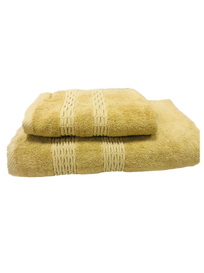 ENSEMBLE EPONGE BOUCLE DRAP 100X160+SERV 50X90 ALIX JAUNE AMBRE – Image 3