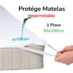 PROTEGE MATELAS PLAT 1 place 90X190 CM  IMPERMEABLE BLANC