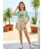ENSEMBLE FILLE HAUT DM +SHORT PITSTACHE HELLO