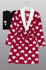 PYJAMA FEMME PULL +PANTALON UNI +RB POLAIRE ROUGE – Image 2