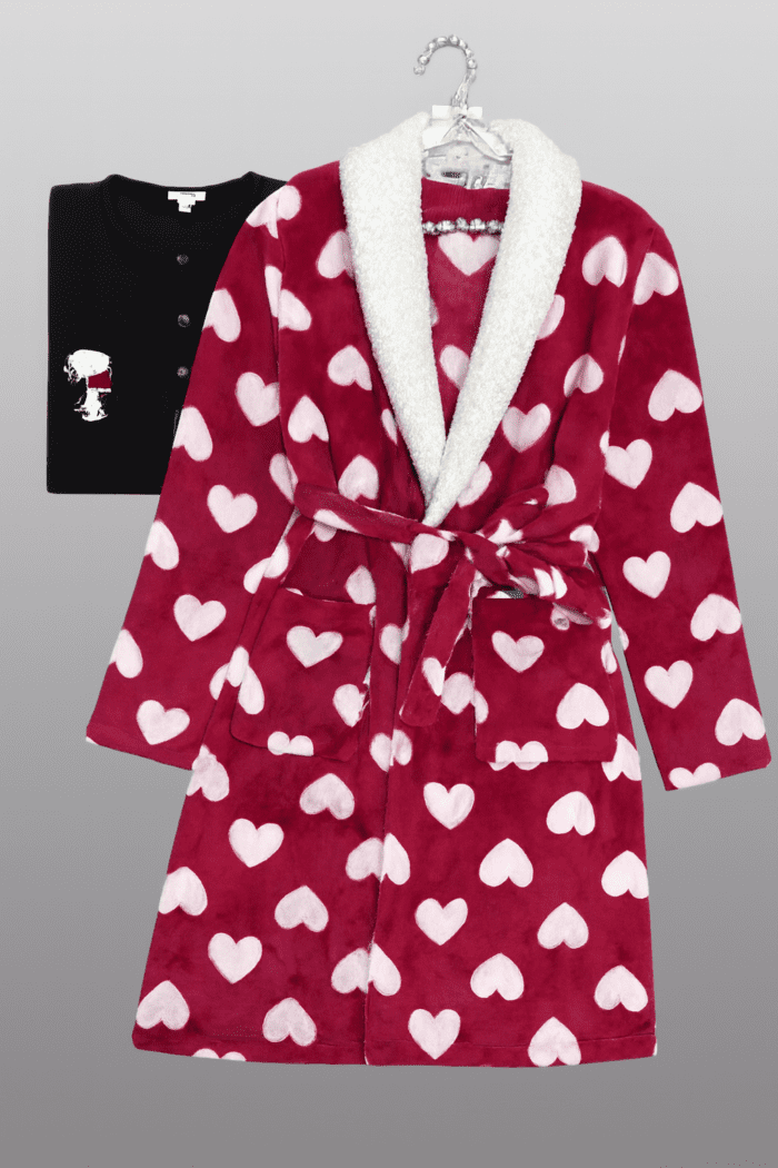 PYJAMA FEMME PULL +PANTALON UNI +RB POLAIRE ROUGE – Image 2