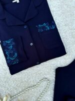 Pyjama bleu marine avec Dentelle discrète – Image 4