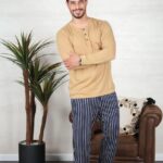 PYJAMA HOMME PULL MANCHES LONGUES CAMEL PANT IMPRIME RAYE