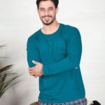 PYJAMA HOMME PULL MANCHES LONGUES VERT PANT IMPRIME