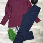 PYJAMA HOMME PULL MANCHES LONGUES BORDEAU