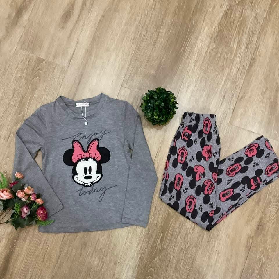 MINNIE.jpg PYJAMA FILLE COTON MINNIE GRIS – Image 1