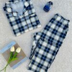 Pyjama chemise coton à carreaux pour femme