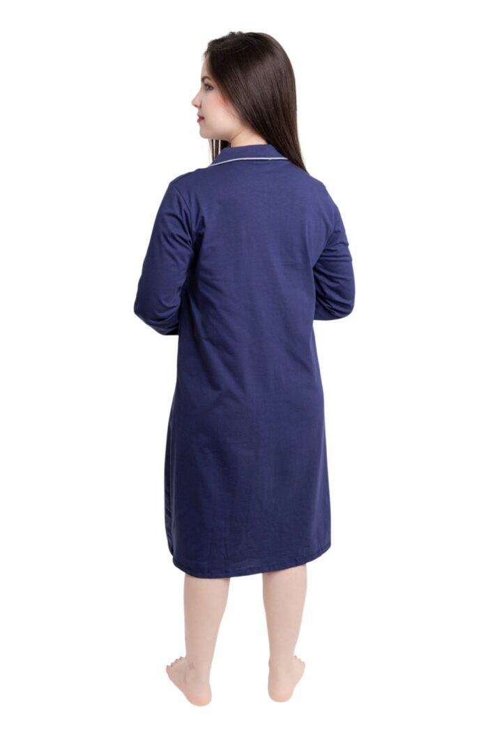 PYJAMA ROBE CHEMISE 100 % Coton MARINE – Image 3