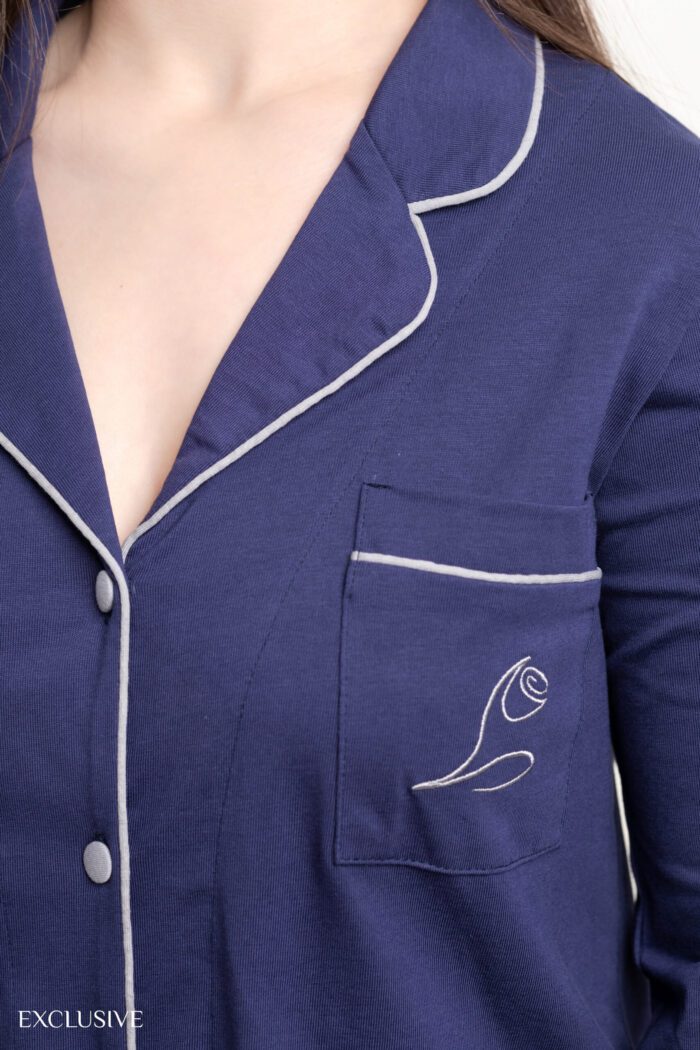 PYJAMA ROBE CHEMISE 100 % Coton MARINE – Image 4