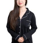 PYJAMA ROBE CHEMISE 100 % Coton NOIR