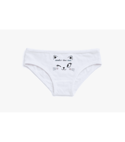 SLIP FILLETTE BLANC AVEC MOTIF