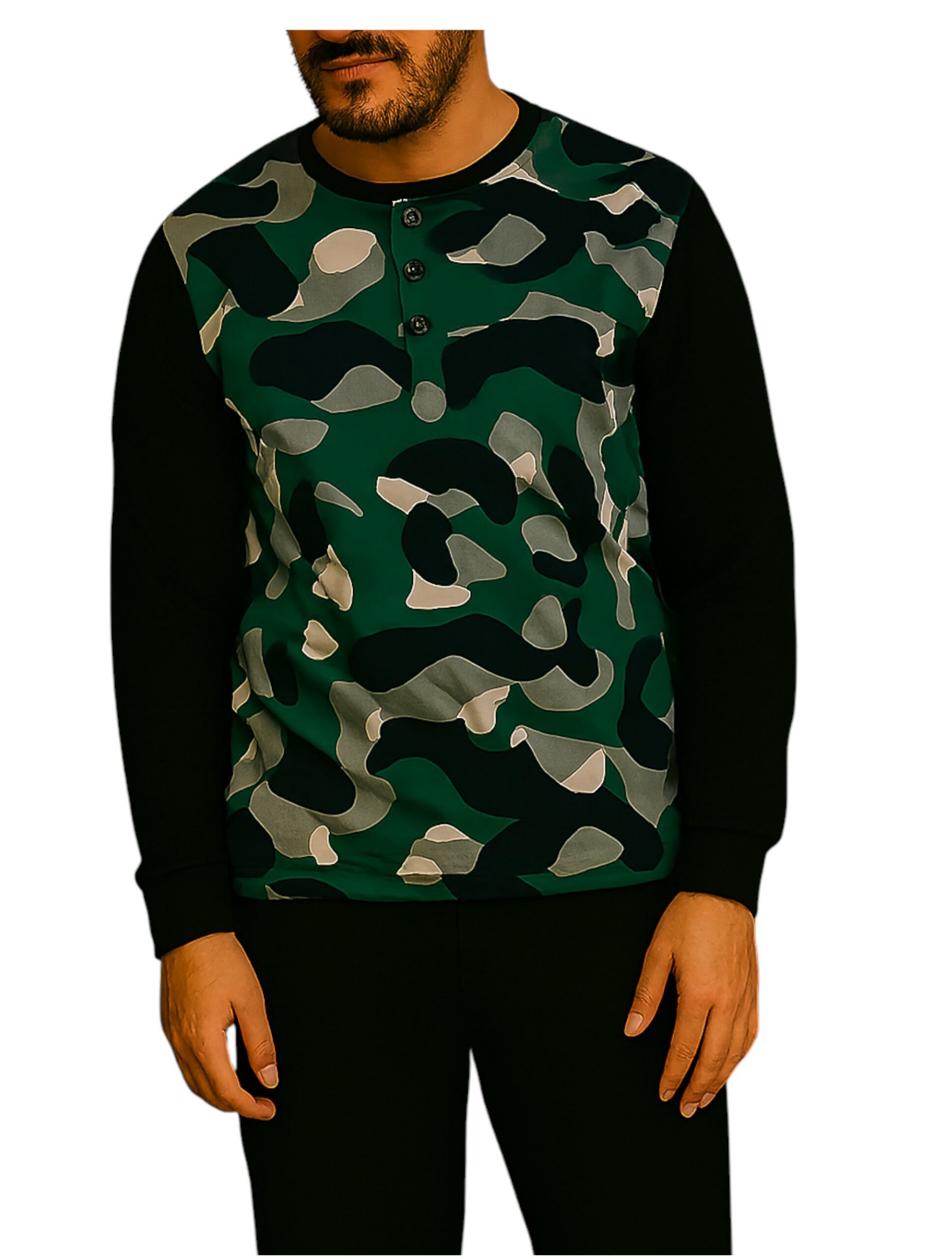 Un-homme-brun-portan-1-scaled-1.jpg Pyjama Homme manches longues Deux Pièces – Image 1