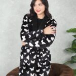 PYJAMA FEMME PULL +PANTALON UNI +RB POLAIRE NOIR
