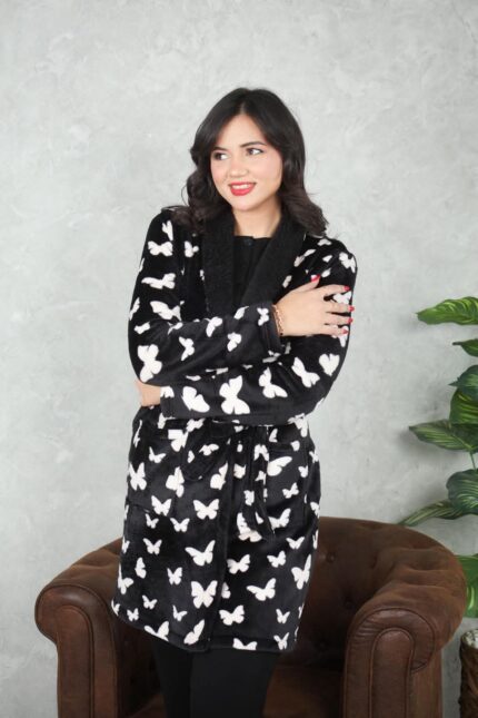 PYJAMA FEMME PULL +PANTALON UNI +RB POLAIRE NOIR