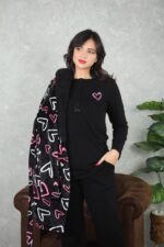 PYJAMA FEMME PULL +PANTALON UNI +RB POLAIRE NOIR – Image 4