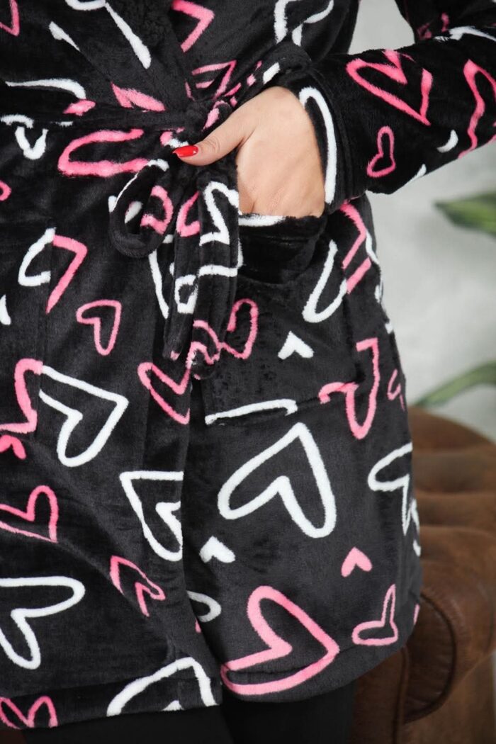 PYJAMA FEMME PULL +PANTALON UNI +RB POLAIRE NOIR – Image 6