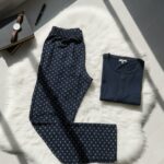 PYJAMA HOMME PULL ML MARINE PANT IMP MOTIF CACHEMIRE