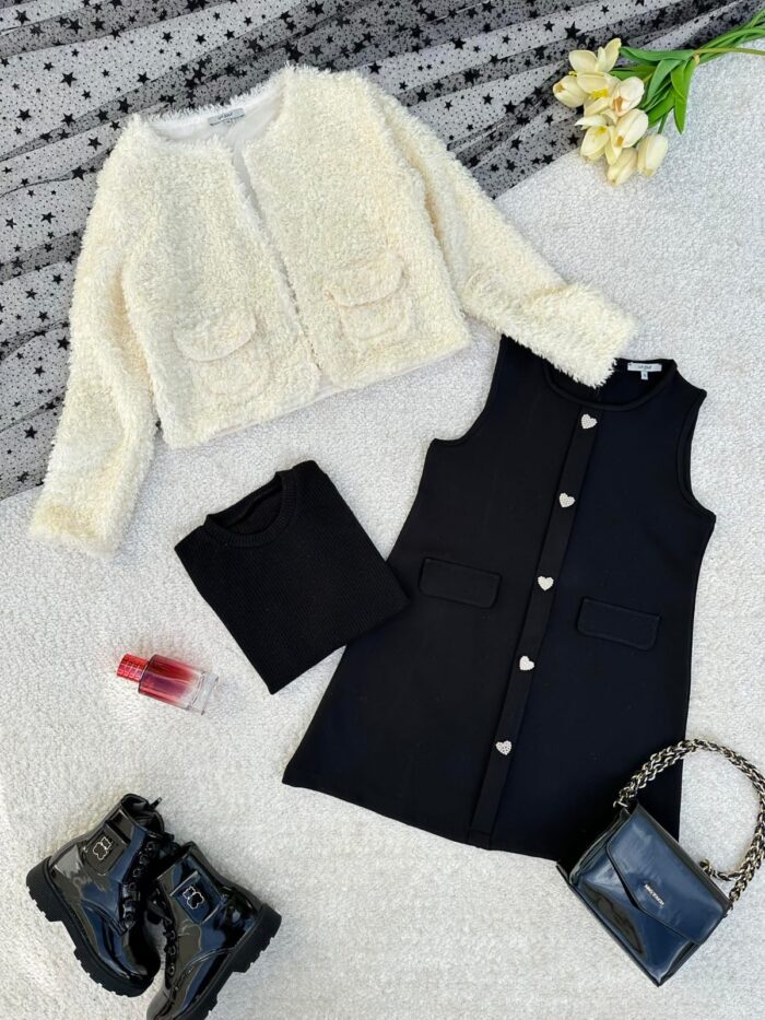 ENSEMBLE FILLE 3 PCS ROBE +VESTE – Image 3