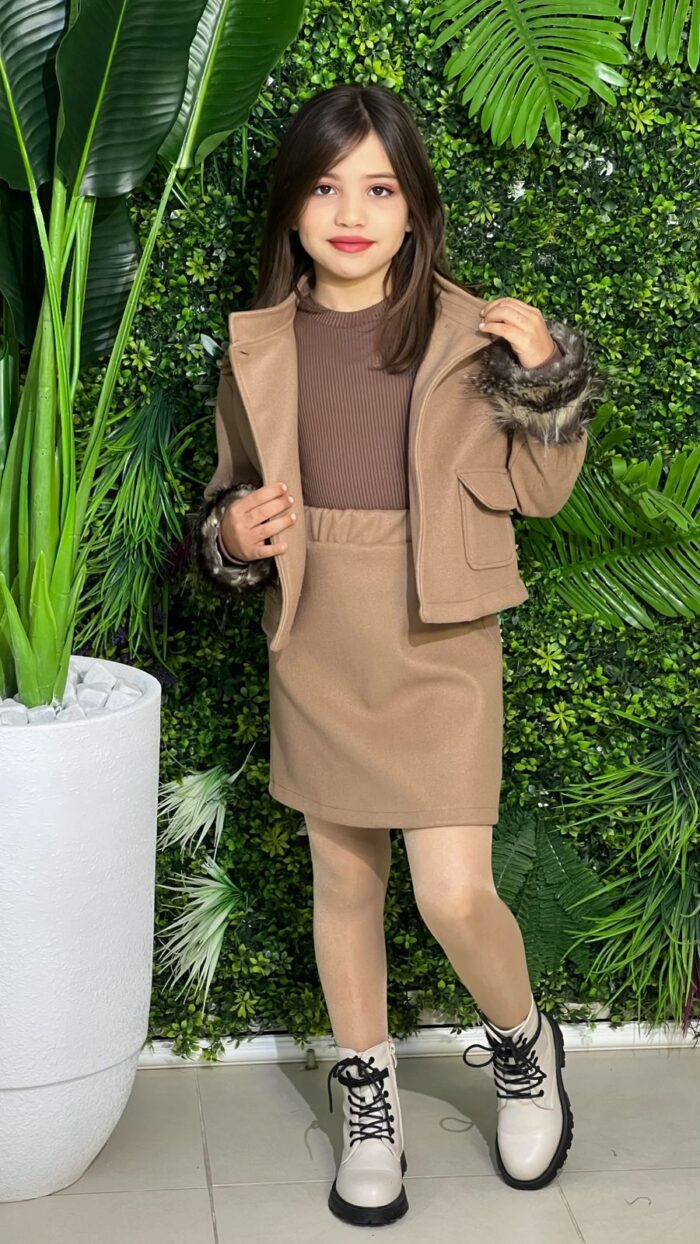 ENSEMBLE 3 PCS FILLE ROBE + VESTE – Image 3