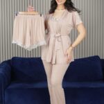 PYJAMA FEMME 4 PC BEIGE