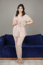 PYJAMA FEMME 4 PC BEIGE – Image 3