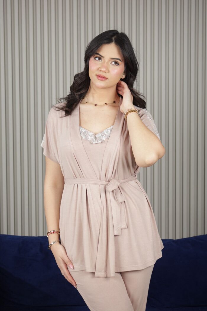 PYJAMA FEMME 4 PC BEIGE – Image 4
