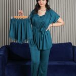 PYJAMA FEMME 4 PC BLEU CANARD