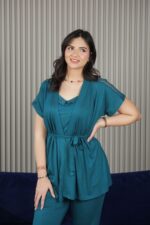PYJAMA FEMME 4 PC BLEU CANARD – Image 4
