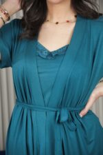 PYJAMA FEMME 4 PC BLEU CANARD – Image 5