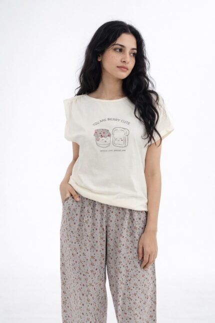 PYJAMA “Berry Cute” – T‑shirt & pantalon imprimé