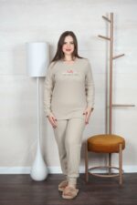 PYJAMA FEMME 3P POLAIRE ORANGE – Image 3