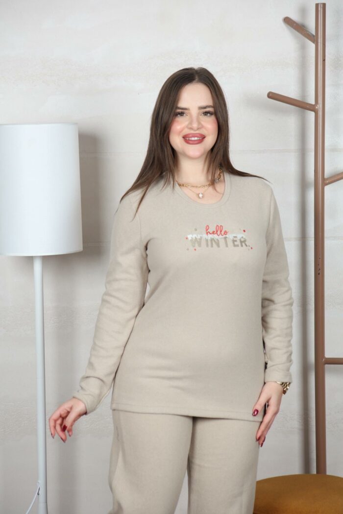 PYJAMA FEMME 3P POLAIRE ORANGE – Image 4