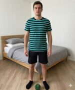 Pyjama rayé turquoise & short noir