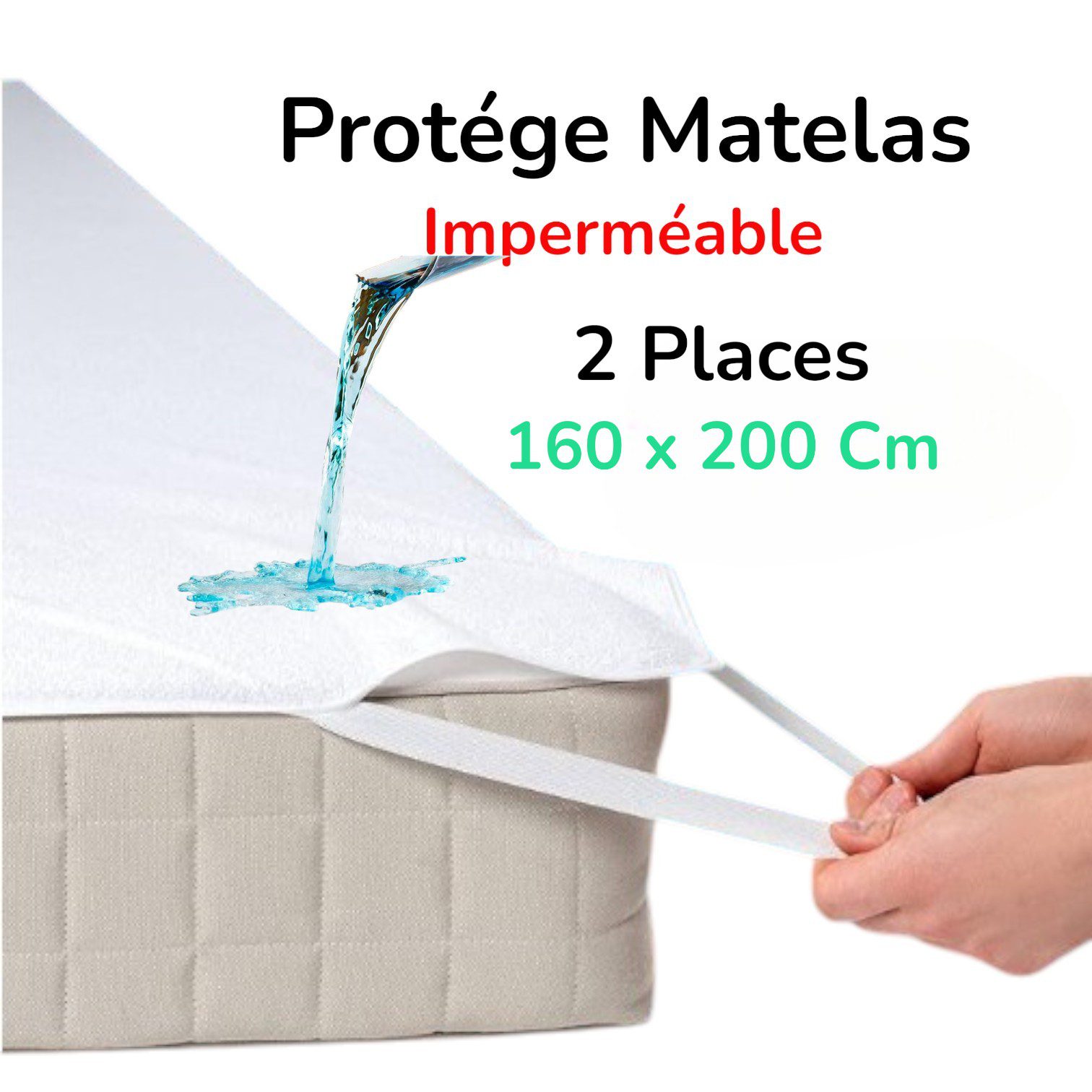 prtg-160x200-1.jpg PROTEGE MATELAS PLAT 2 places 160X200 CM IMPERMEABLE BLANC – Image 1