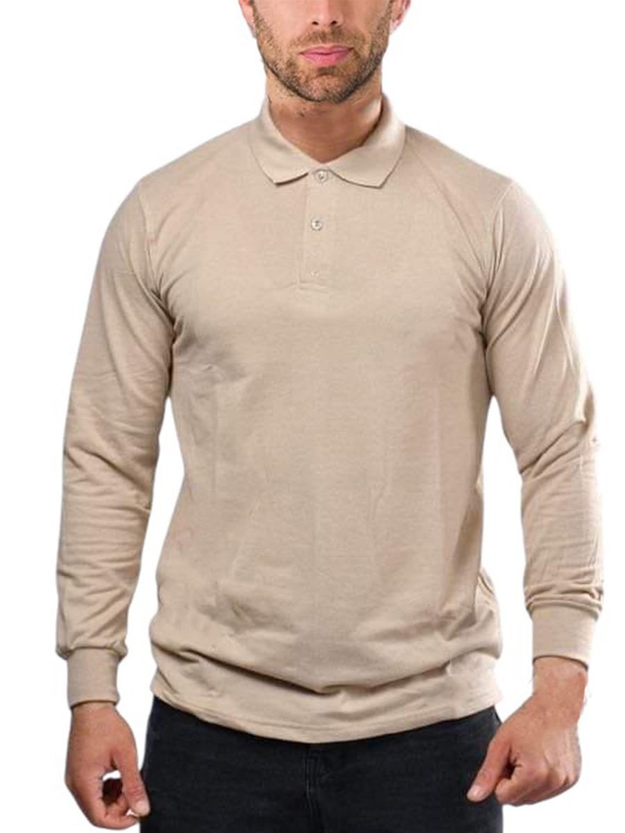 qefzcq-2.jpg Polo homme piqué 100% coton manche longue – Image 1