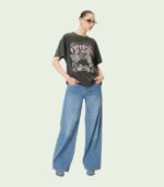 T‑shirt beige femme imprimé guitare & roses – style rock chic – Image 7