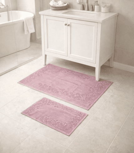 ENSEMBLE TAPIS DE BAIN EPONGE VELOUR FLORA